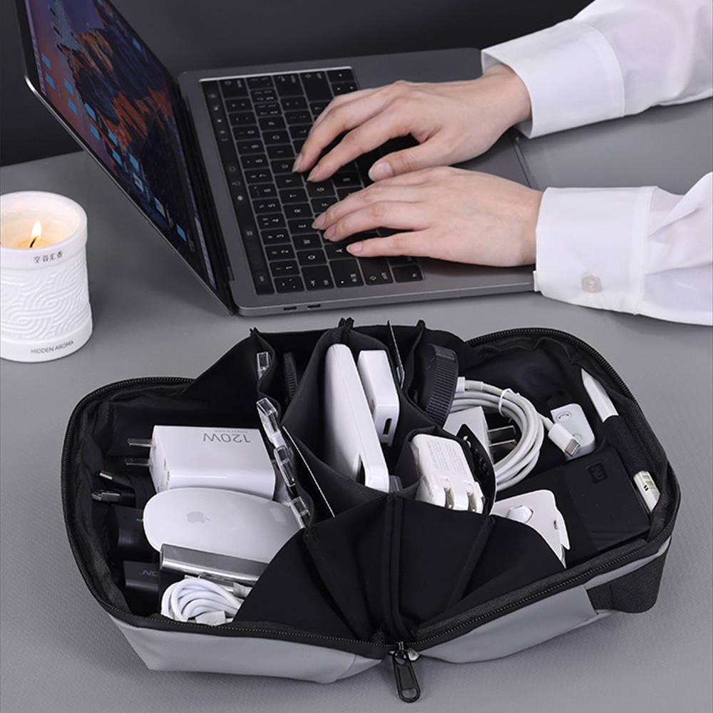 Tech Accessories Travel Organizer Pouch - 1PCS 여행용 테크 파우치, 방수 코드