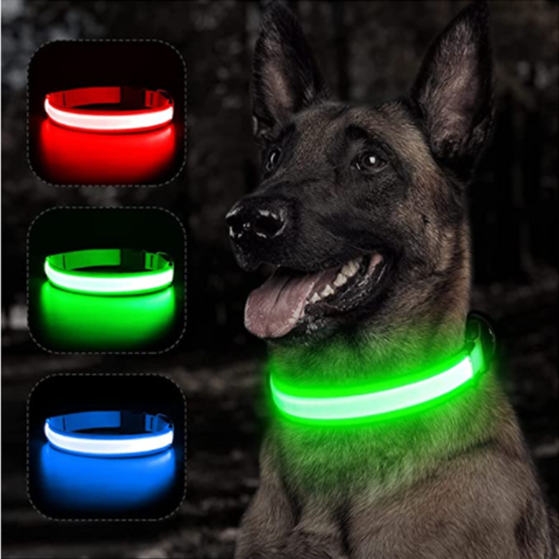 Tech Dog Accessories - USB 충전식 발광 칼라, 조절 가능한