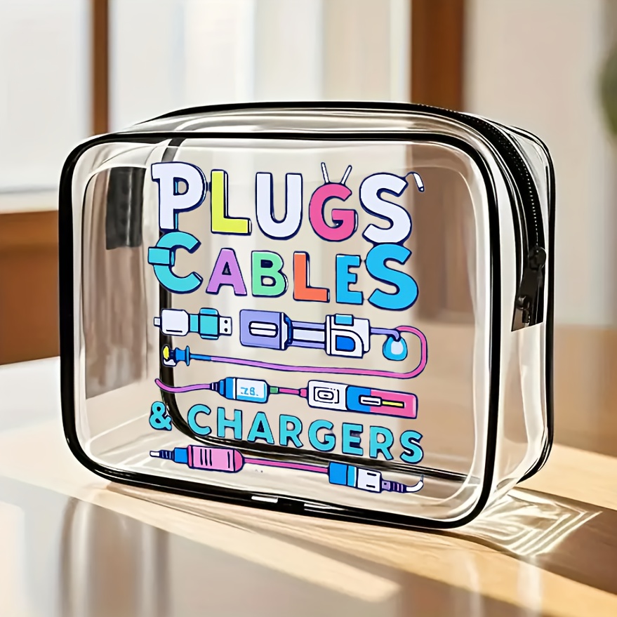 Tech Accessories Travel Organizer Pouch - 1개 대형 투명 케이블 정리 가방,