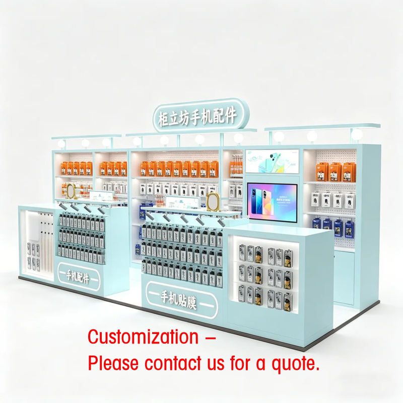 Tech Accessories Kiosk - 맞춤형 하늘색 휴대폰 액세서리 키오스크 |