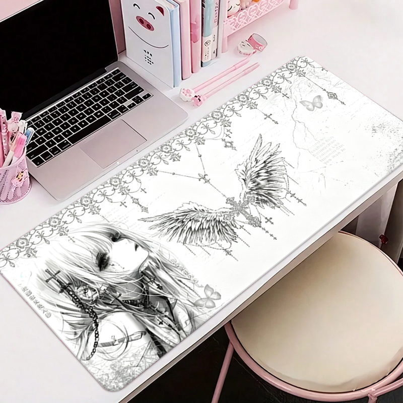 Tech Accessories For Office Desk - 가죽 마우스 패드 블랙 화이트 애니메이션