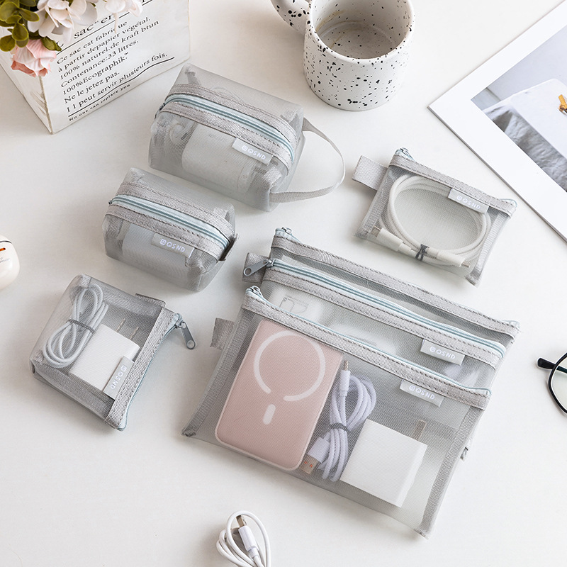 투명 메쉬 데이터 케이블 보관 가방 데스크탑 보관 가방 - Travel Cable Organizer 리뷰 및 가격
