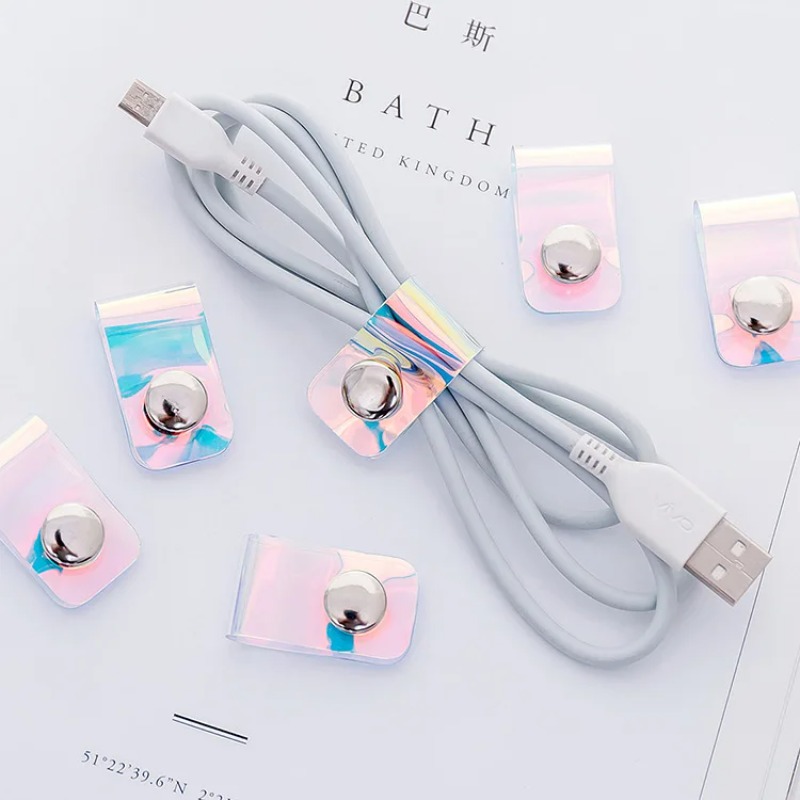 5개 INS 레이저 PVC 스타랩 데이터 케이블 정리함 - Travel Cable Organizer 리뷰 및 가격