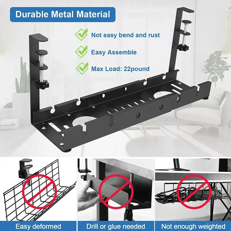 테이블 아래 텔레스코픽 수납 랙 금속 케이블 정리 트레 - Tech Accessories For Office Desk 리뷰 및 가격