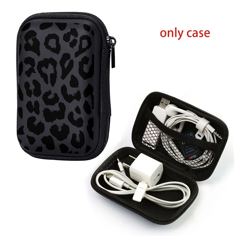 블랙 레오파드 프린트 EVA 하드 쉘 전자제품 정리함  - Travel Cable Organizer 리뷰 및 가격