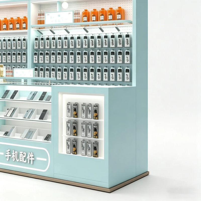 맞춤형 하늘색 휴대폰 액세서리 키오스크 |   몰업앤테 - Tech Accessories Kiosk 리뷰 및 가격