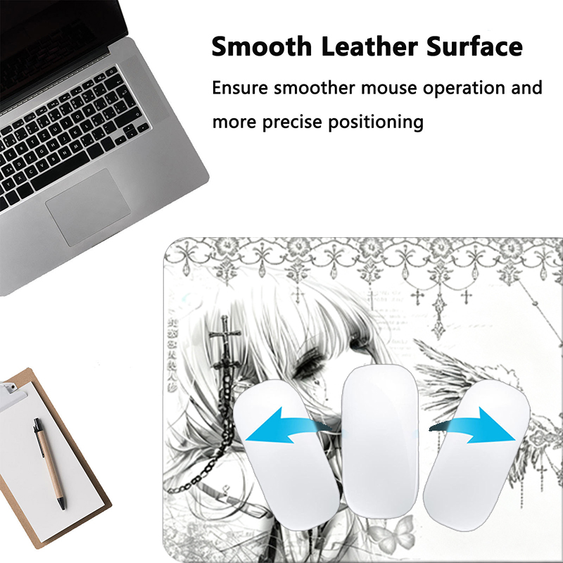 가죽 마우스 패드 블랙 화이트 애니메이션 미학 천사 소 - Tech Accessories For Office Desk 리뷰 및 가격